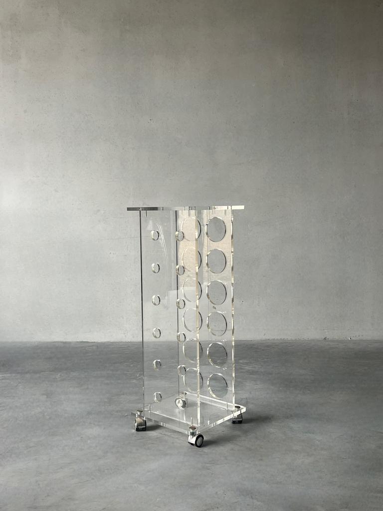 Vintage wijnrek op wielen in acrylglas, jaren 1980, Ophalen, Zo goed als nieuw, Minder dan 50 cm