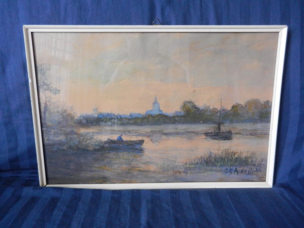 Aquarel Gezicht op Paterswolde door GGA de Buhr hxb 33 x 49, Antiek en Kunst, Kunst | Schilderijen | Klassiek, Ophalen of Verzenden