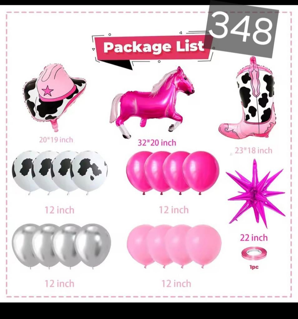 Cowboy/Cowgirl Feest Ballonnen Set - Roze & Zwart/Wit, Ophalen of Verzenden, Nieuw, Versiering, Verjaardag
