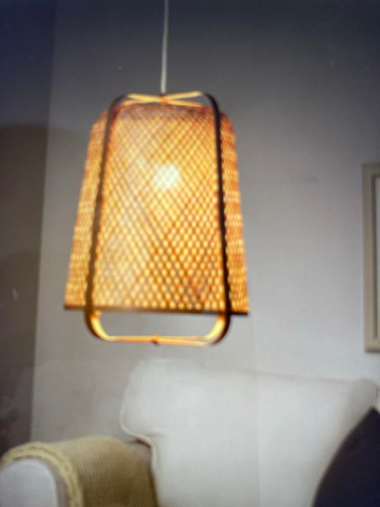 IKEA Knixhult bamboe hanglamp, Huis en Inrichting, Lampen | Hanglampen, Gebruikt, 50 tot 75 cm, Hout, Ophalen