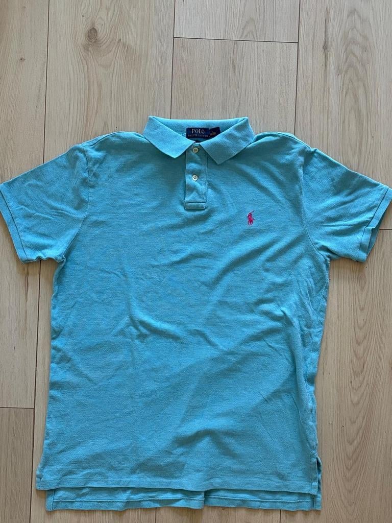 Ralph Lauren Polo Lichtblauw - Custom Fit maat L, Kleding | Heren, Maat 52/54 (L), Blauw, Ralph Lauren, Ophalen of Verzenden