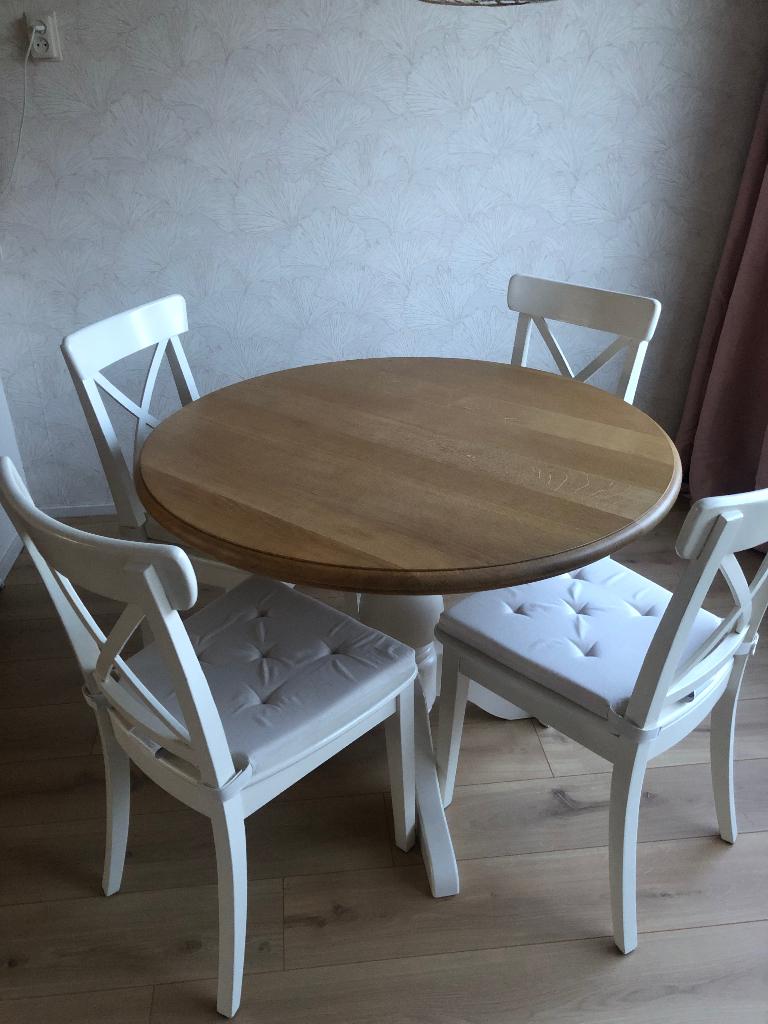 4 Ingolf Ikea eetkamer stoelen wit, Huis en Inrichting, Ophalen, Gebruikt, Wit, Landelijk