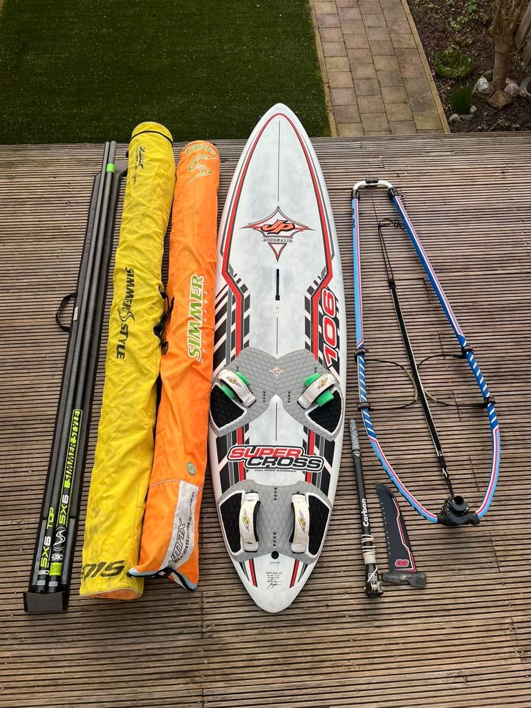 Herintreder complete JP slalom - freeride set met 6,6 en 7,2, Watersport en Boten, Windsurfen, Ophalen, Gebruikt, Minder dan 250 cm