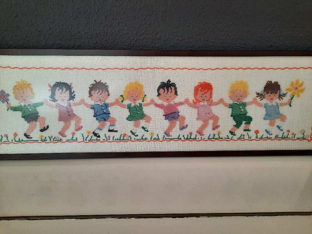 handgeborduurd schilderij, Huis en Inrichting, Woonaccessoires | Schilderijen, Tekeningen en Foto's, Ophalen, Gebruikt, Schilderij