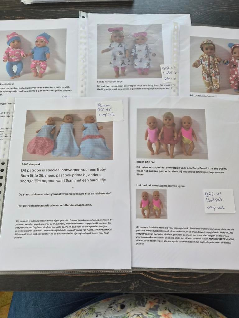 Patronen voor Baby Born Little Zus 36cm poppenkleding, Ophalen of Verzenden, Gebruikt, Overige typen