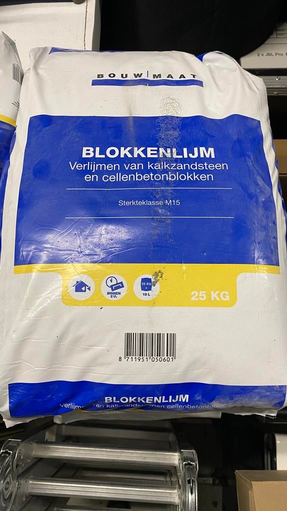 Blokkenlijm, sterkte M15, kalkzandsteen, Doe-het-zelf en Verbouw, Metselstenen, Ophalen of Verzenden, Nieuw, Kalkzandstenen