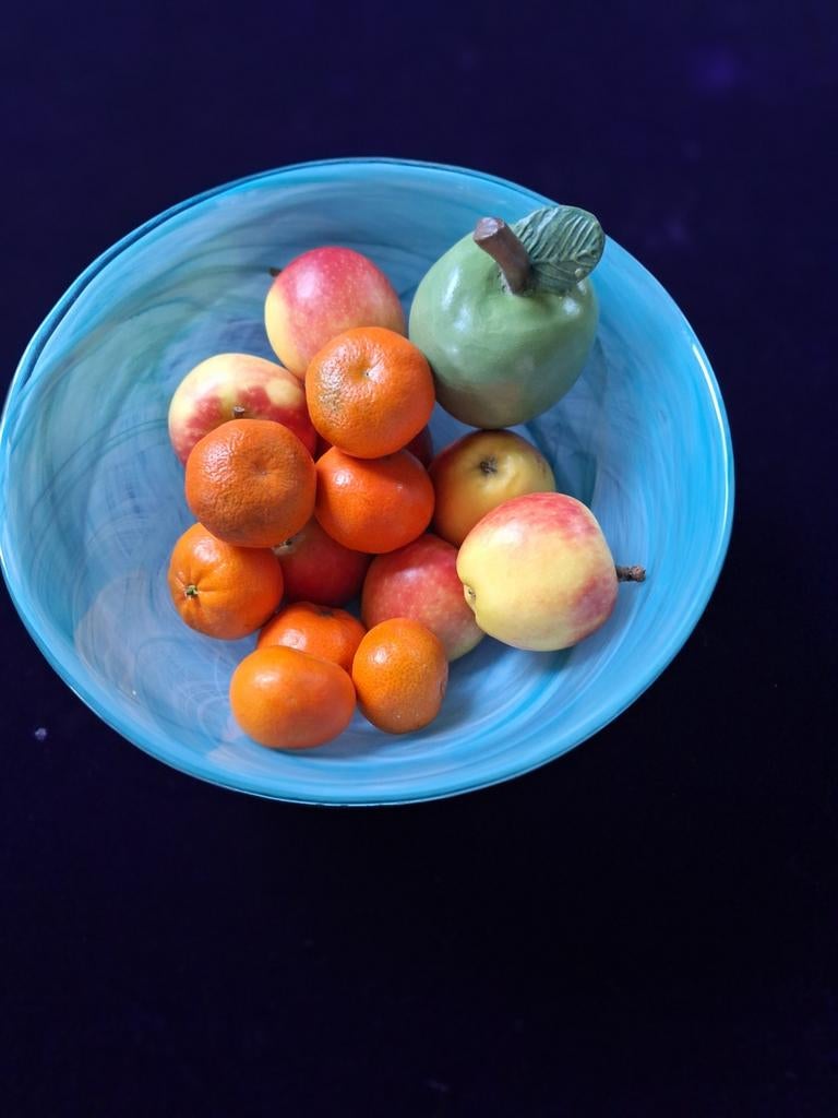 Grote Sea Glasbruk Swirl schaal - Turquoise wit, Antiek en Kunst, Kunst | Designobjecten, Ophalen of Verzenden