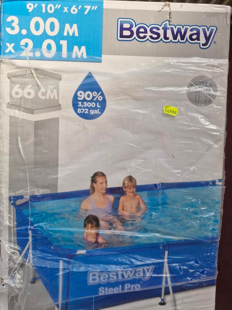 Bestway Steel Pro Opzetzwembad 3.00m x 2.01m x 0.66m, Tuin en Terras, Zwembaden, Ophalen, Nieuw, Opzetzwembad, 200 tot 400 cm