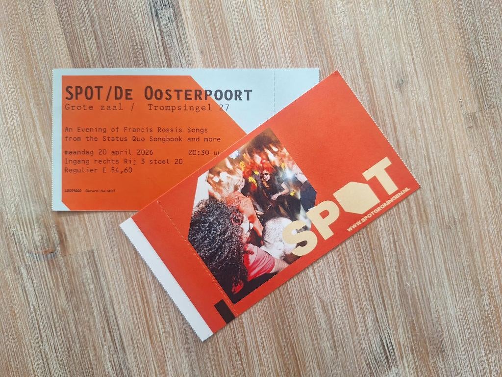 1x ticket Francis Rossi Groningen, Eén persoon