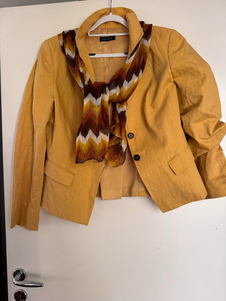Far Hills Jasje van Purdey - mosterd oker Geel Linnen look, Geel, Maat 42/44 (L), Ophalen of Verzenden, Jasje