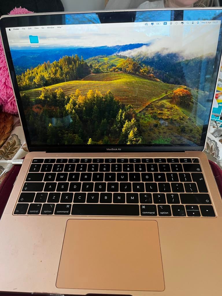 MacBook Air 13 inch, rosegoud, 2018, Gebruikt, Qwerty, 8 GB, 13 inch