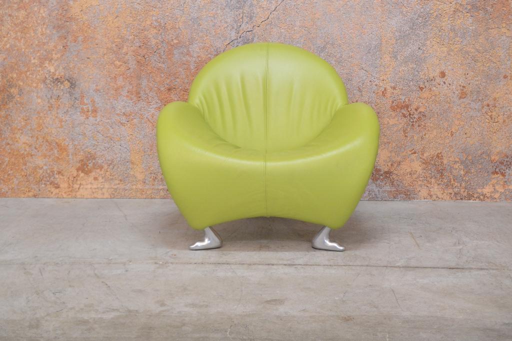 ZGANieuw groene leren Leolux Papageno design fauteuil