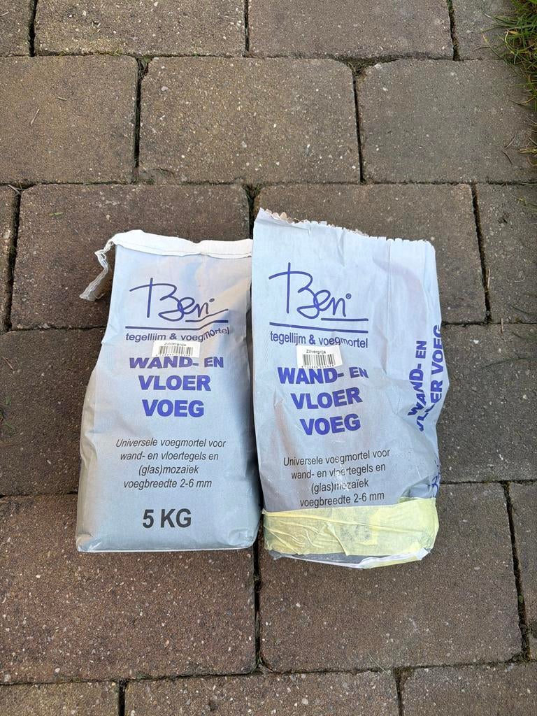 1,5x Ben tegellijm & voegmortel zilvergrijs 5 kg, Overige typen, Nieuw, 10 m² of meer, Overige materialen
