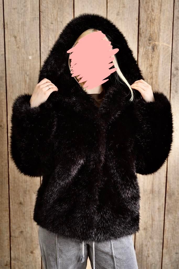 Luxe Faux Fur Jas Zwart - Warm & Stijlvol (Maat M), Kleding | Dames, Jassen | Winter, Ophalen of Verzenden, Zo goed als nieuw