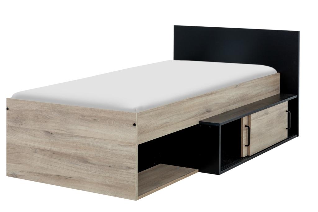 Erquy 1-persoonsbed - Blank eiken/zwart, Niet ingevuld, Niet ingevuld, Niet ingevuld