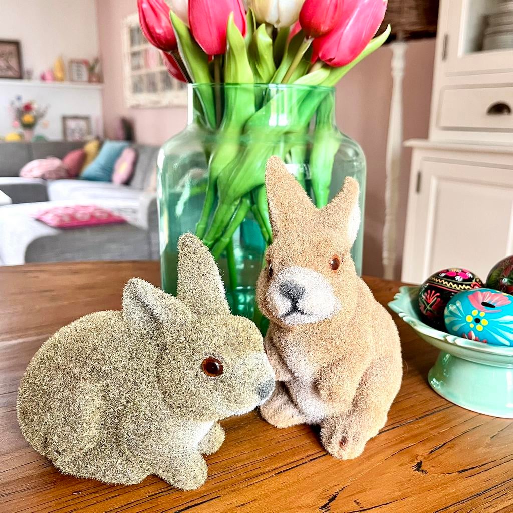 🐣 Flock haasjes Pasen grote konijntjes decoratie flock haas, Ophalen of Verzenden, Gebruikt