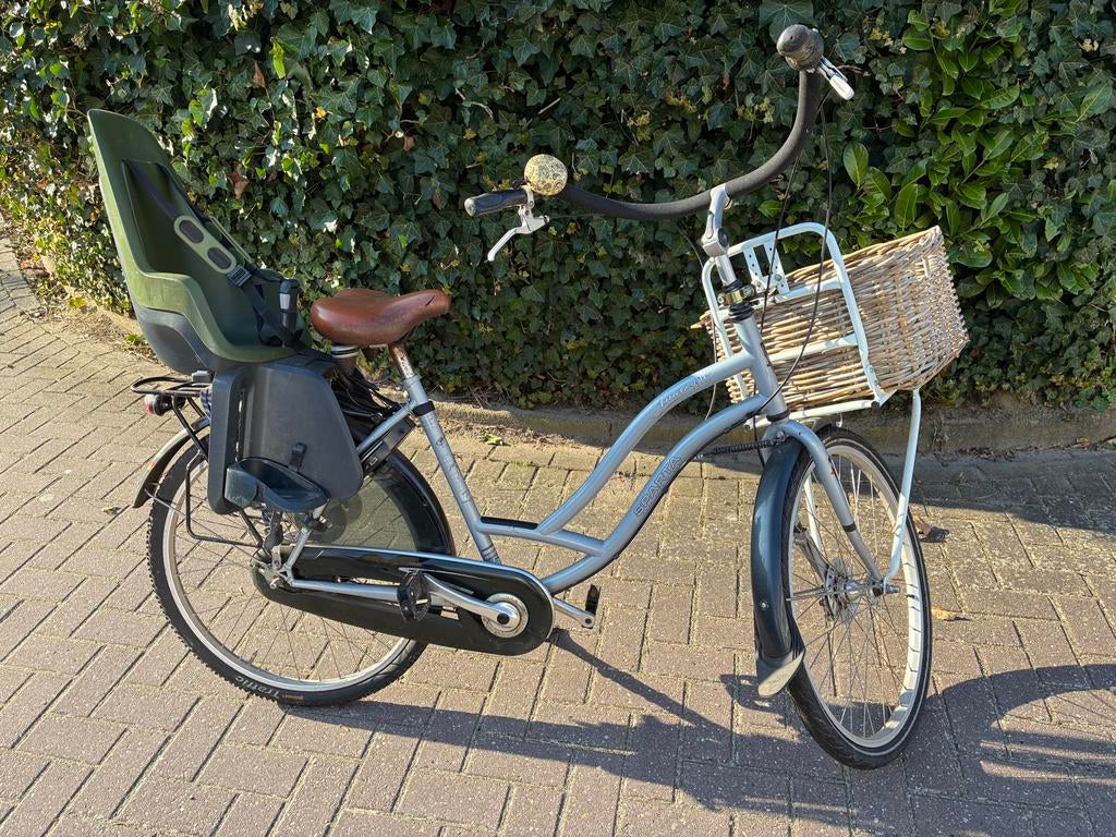 Sparta Amazone moederfiets met groen Bobike achterzitje, Ophalen, Mandje, Sparta, Gebruikt