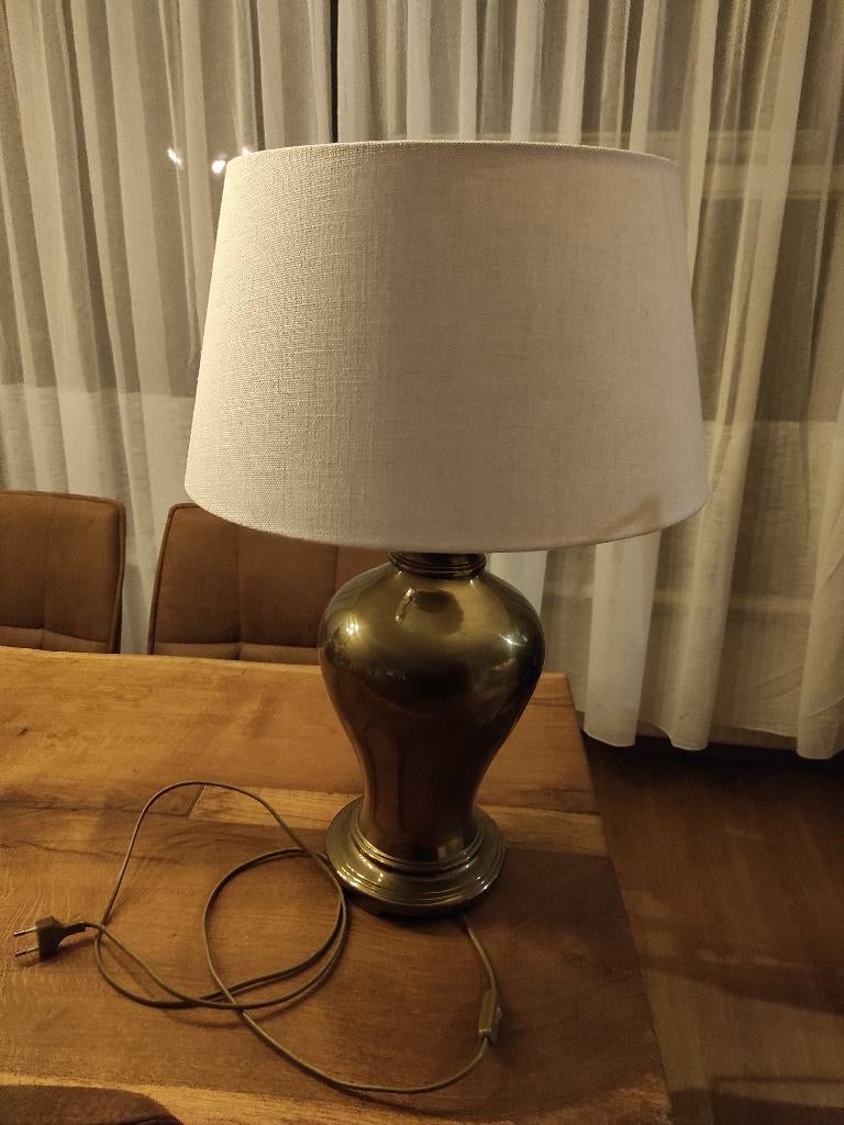 Zware grote vintage tafellamp, Huis en Inrichting, Lampen | Tafellampen, Ophalen, Gebruikt, Metaal, 50 tot 75 cm