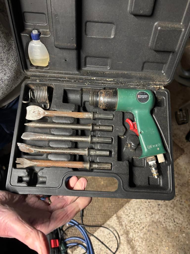 Parkside PDMH 4500 A2 Pneumatische Beitelhamer Set, Doe-het-zelf en Verbouw, Gereedschap | Handgereedschap, Gebruikt, Ophalen