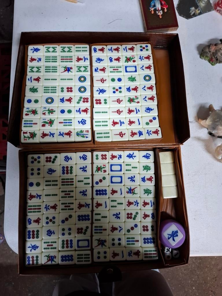 Vintage Mahjong set in koffer, Ophalen of Verzenden, Gebruikt, Overige typen