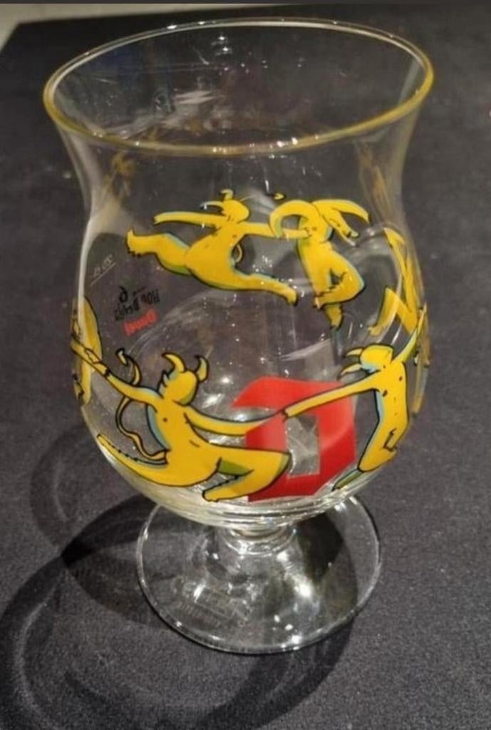Duvel bierglas in limited edition, ontwerper Keith Haring, Ophalen of Verzenden, Zo goed als nieuw, Bierglas