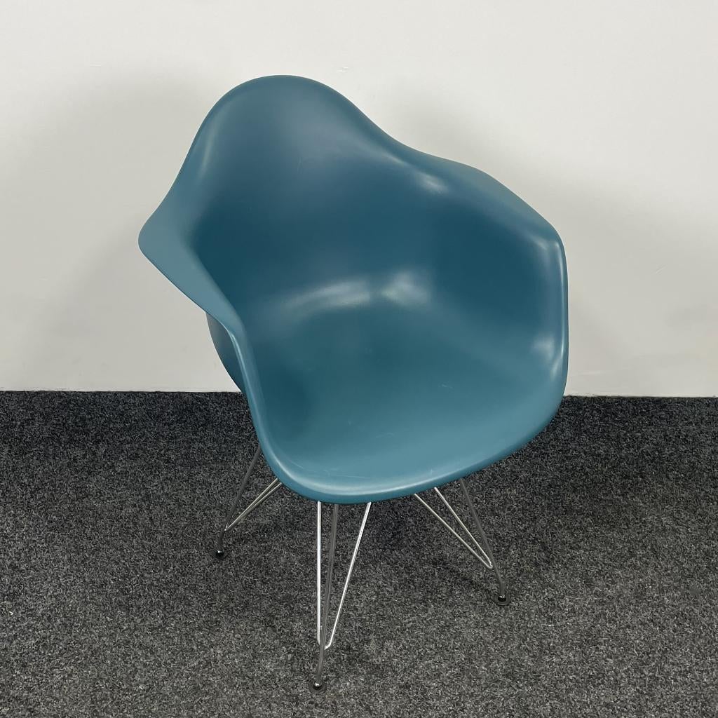 Petrolblauwe Kuipstoel - Chroom Onderstel 25546, Ophalen, Gebruikt, Hout, Eén