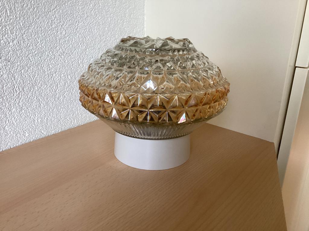 Vintage Limburg Glashütte plafondlamp,jaren 60,art-deco., Ophalen of Verzenden, Zo goed als nieuw, Glas, Vintage