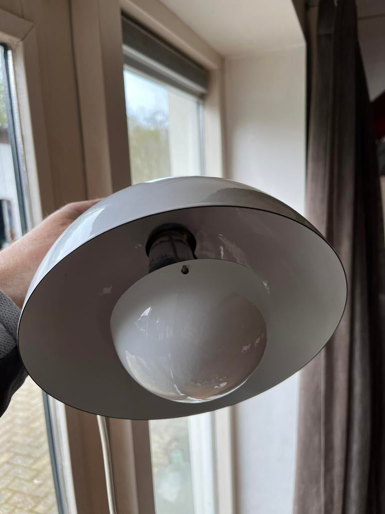 Flowerpot wit emaille Verner Panton beschadigd Poulsen doos, Huis en Inrichting, Lampen | Hanglampen, Gebruikt, 50 tot 75 cm, Metaal