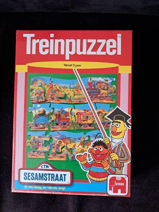 Vintage Jumbo Sesamstraat treinpuzzel nieuw ingeseald, Ophalen of Verzenden, 10 tot 50 stukjes, Nieuw