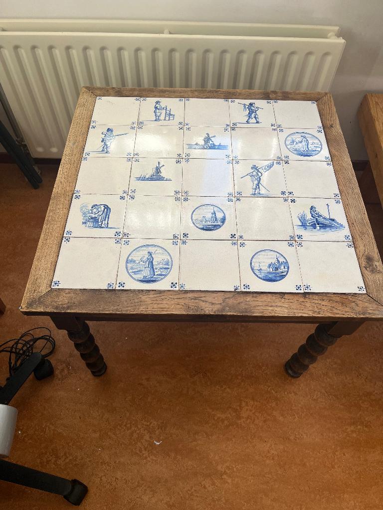 Tafel met Delftsblauwe tegels, Gebruikt, Vierkant, Delft, 75 cm of meer