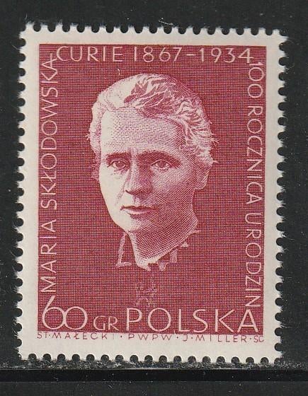 Polen 1967 - Marie Curie - Nobelprijs, Ophalen, Polen, Postfris