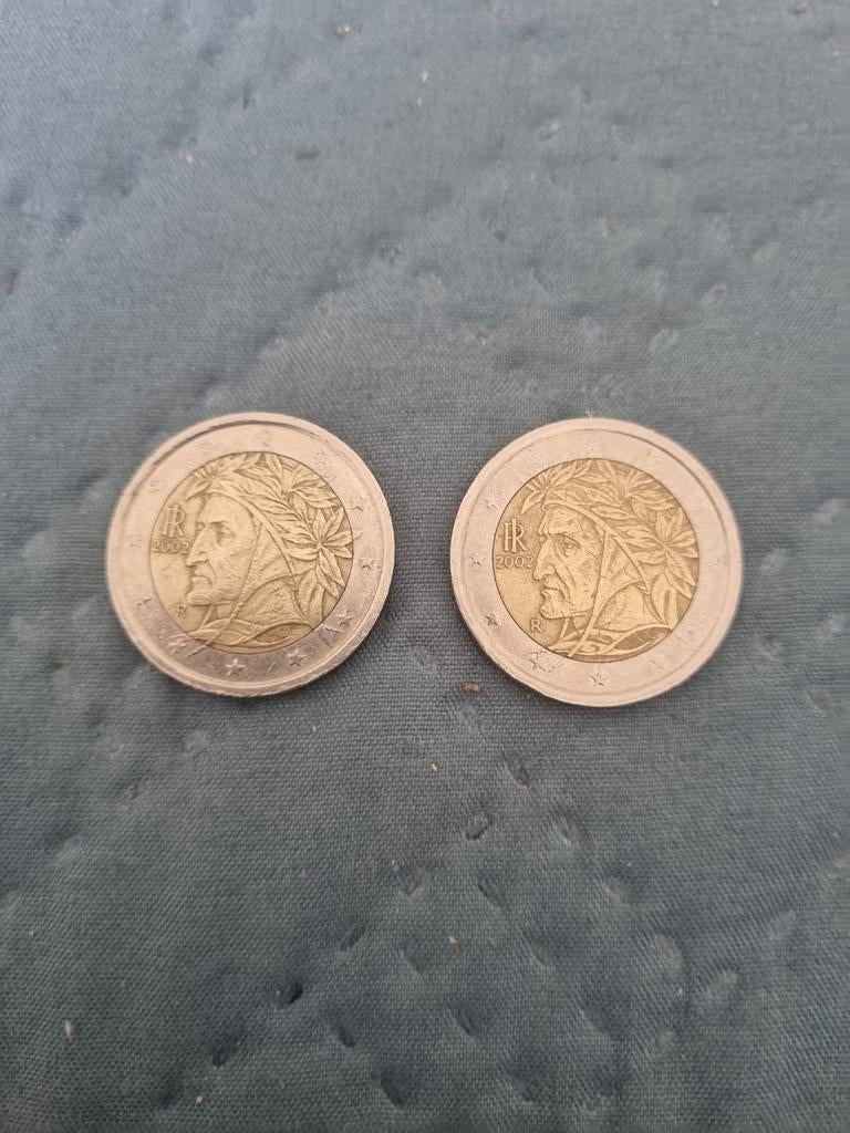 2 Italiaanse 2 euro munten uit 2002 Dante, Postzegels en Munten, Munten | Europa | Euromunten, Ophalen of Verzenden, Italië, 2 euro