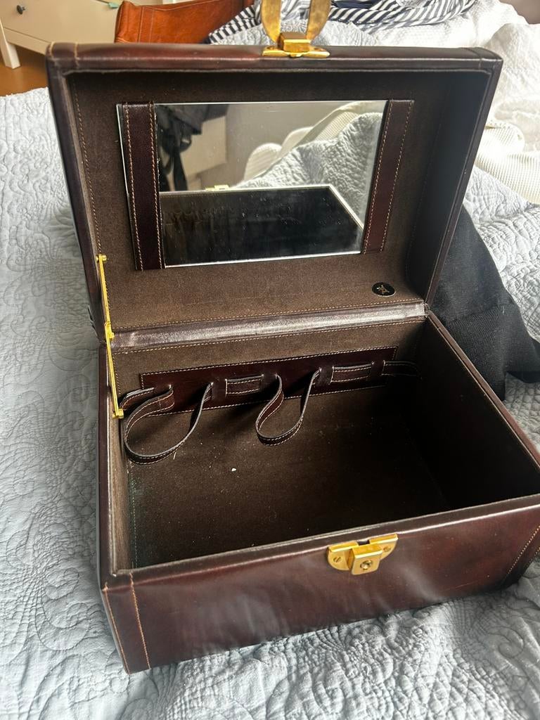 Leren beautycase, Ophalen of Verzenden, Zo goed als nieuw, Bruin