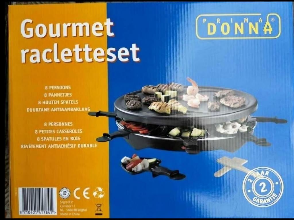 NIEUW Prima Donna Gourmet Racletteset - 8 Personen, Witgoed en Apparatuur, Gourmetstellen, Nieuw, 8 personen of meer, Ophalen of Verzenden