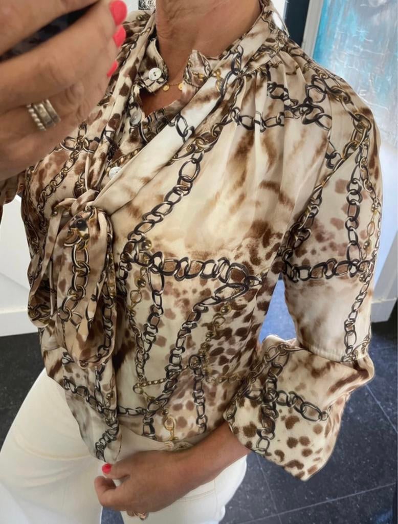 Studio MO, Firenze Italia, prachtige strikblouse, S/M, Ophalen of Verzenden, Nieuw, Maat 38/40 (M)