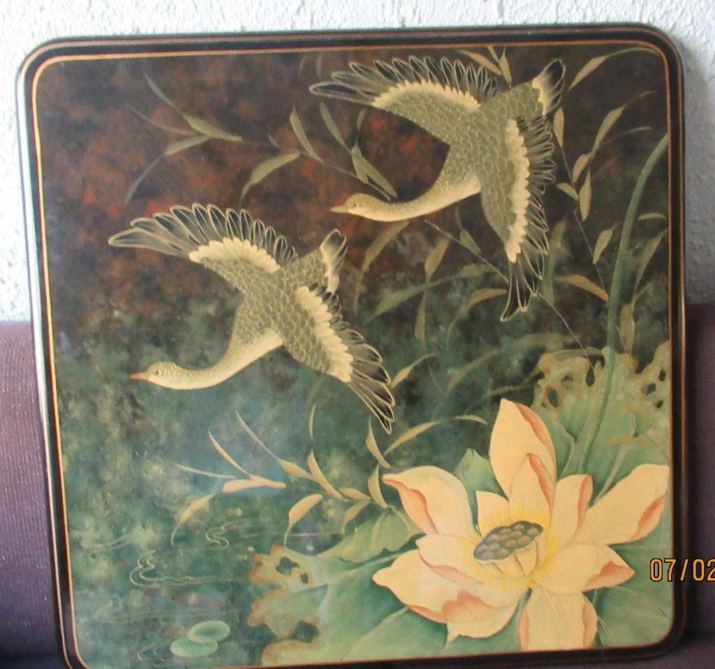 WANDPANEEL IN CHINESE STIJL -KRAANVOGELS+ LOTUS BLOEMEN, Ophalen