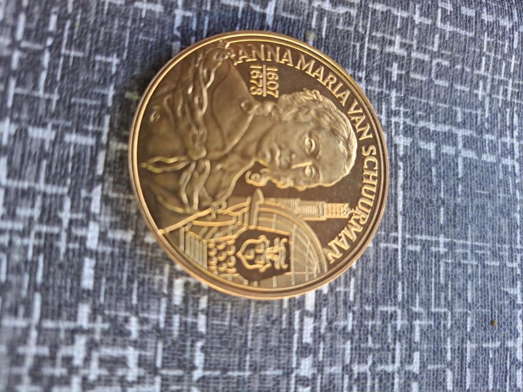 Herdenkingsmunt Anna Maria van Schurman, Ophalen of Verzenden, Vóór koninkrijk, Overige waardes, Losse munt