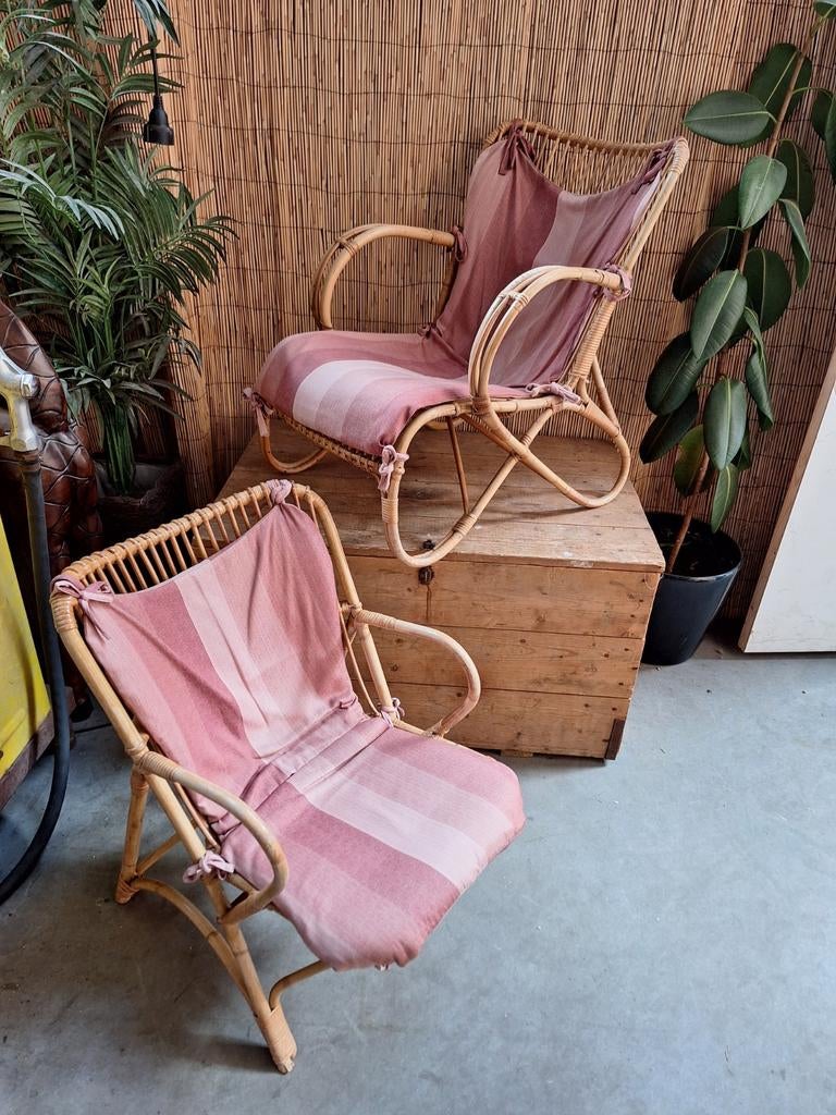 Mooie set rotan vintage stoelen, Verzamelen, Ophalen, Huis en Inrichting