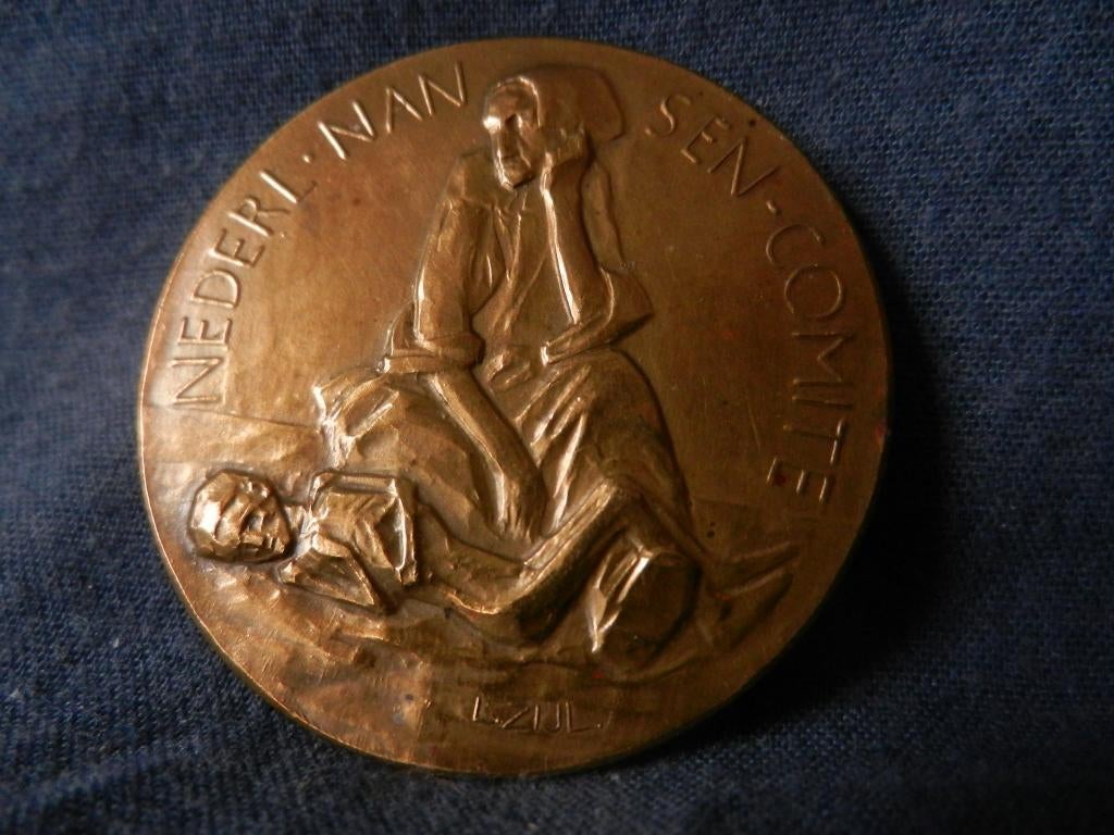 Bronzen penning Nl. Nansen Comité C vd Hoef en L Zijl 1923 1, Postzegels en Munten, Penningen en Medailles, Ophalen of Verzenden