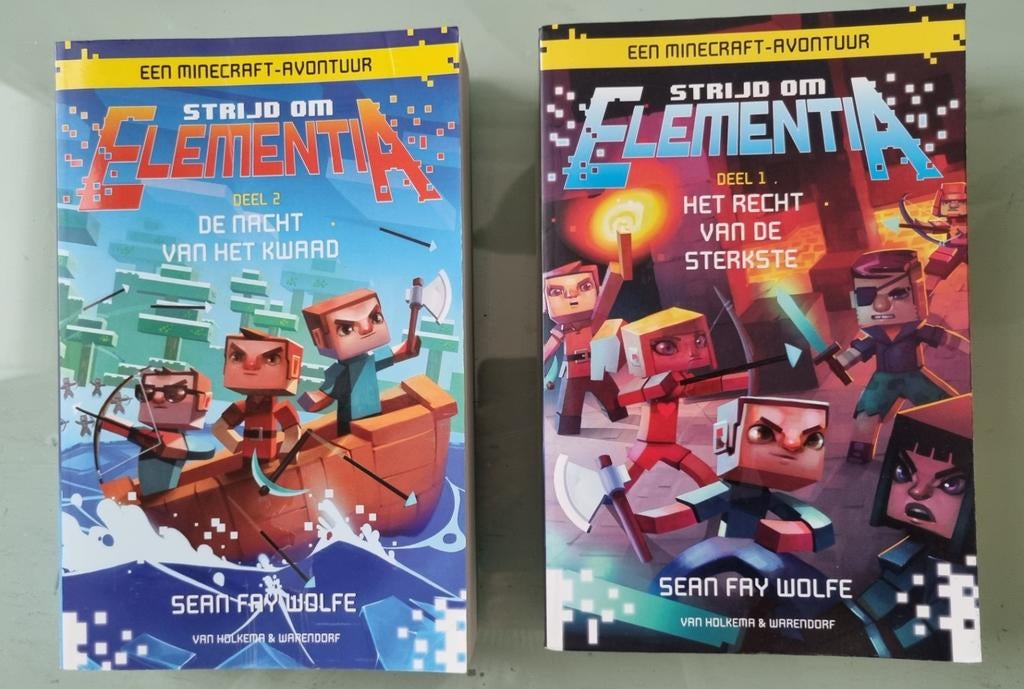 Minecraft Strijd om Elementia - Deel 1 & 2, Boeken, Ophalen of Verzenden, Zo goed als nieuw