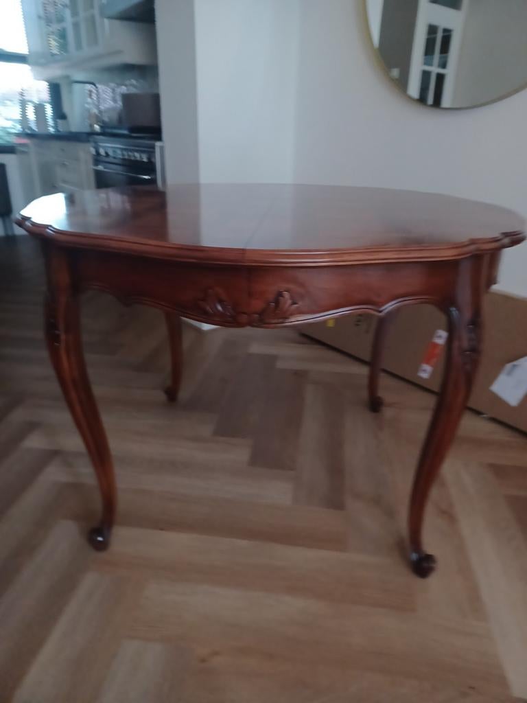Ronde eettafel visgraat ingelegd - 120cm, Huis en Inrichting, Tafels | Eettafels, Ophalen, Rond, Zo goed als nieuw, Modern, Klassiek, Visgraat
