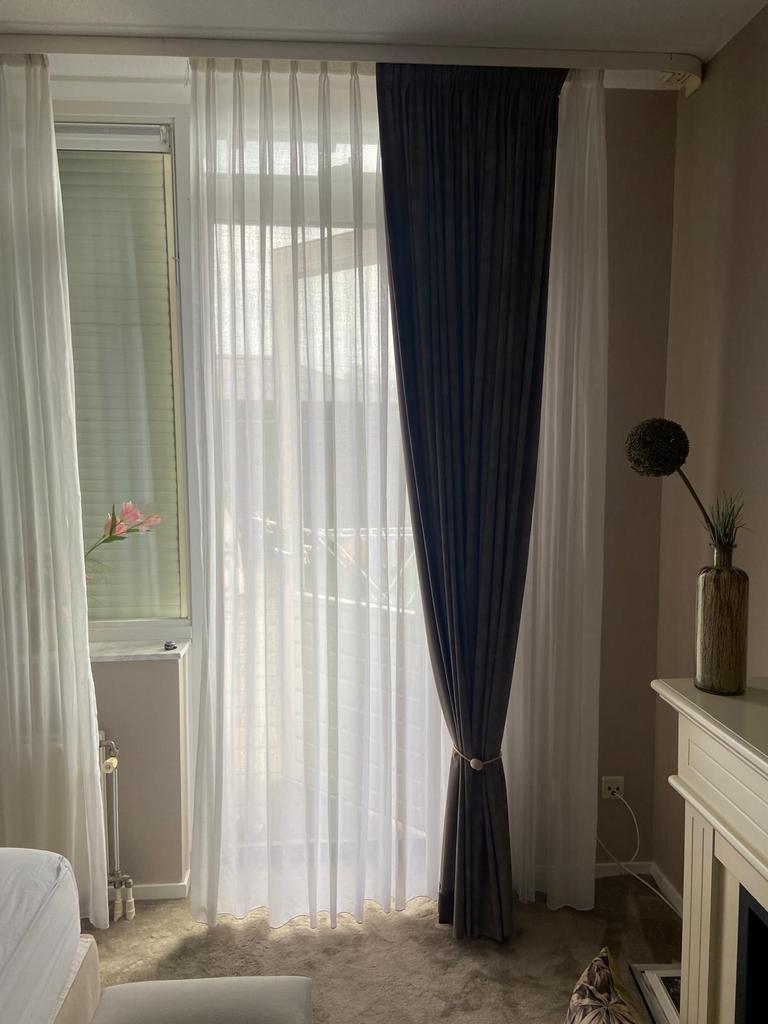 Set van gordijnen: wit vitrage in betweem, Gebruikt, 200 cm of meer, Wit, 150 tot 200 cm