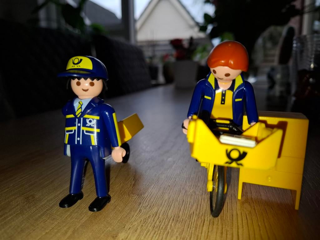Playmobiel, Duitse postbezorgers fiets, handwagen, brieven, Ophalen