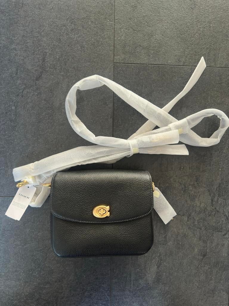 Coach Mini Turnlock Schoudertasje Zwart Leer, Ophalen, Nieuw, Zwart, Schoudertasje