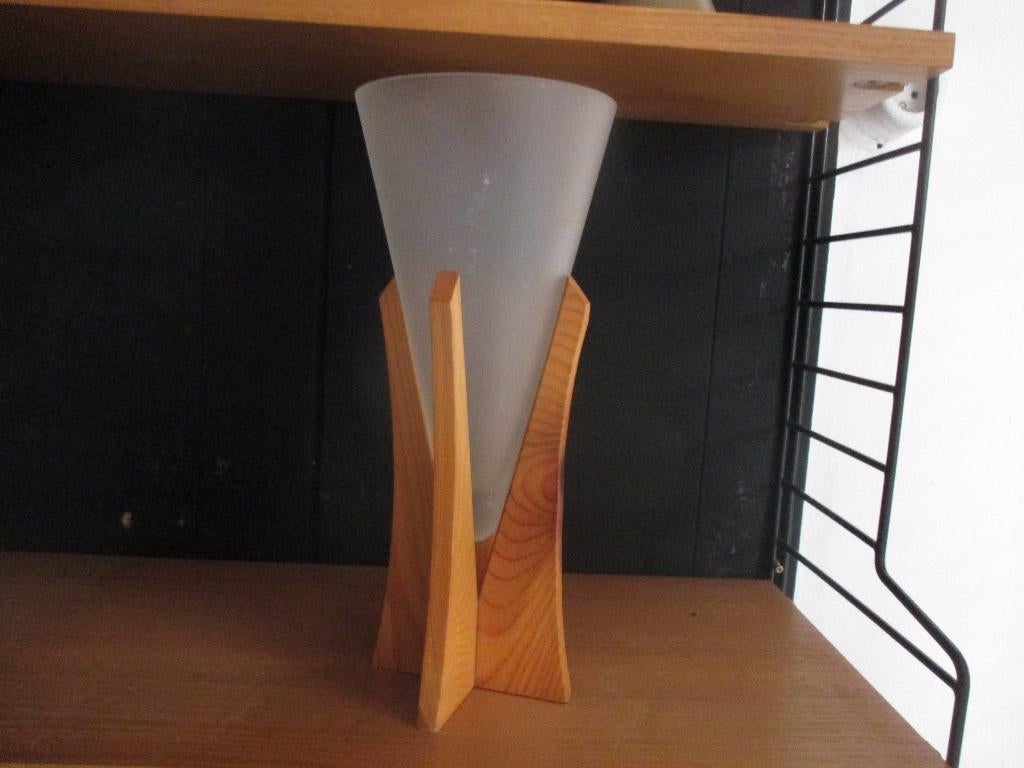 vaas jaren 90 design Studio van Eldik glas hout retro, Ophalen of Verzenden, Huis en Inrichting