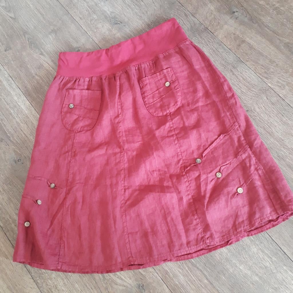 linnen rok mt. M  framboos, Kleding | Dames, Maat 38/40 (M), Ophalen of Verzenden, Zo goed als nieuw, Rood