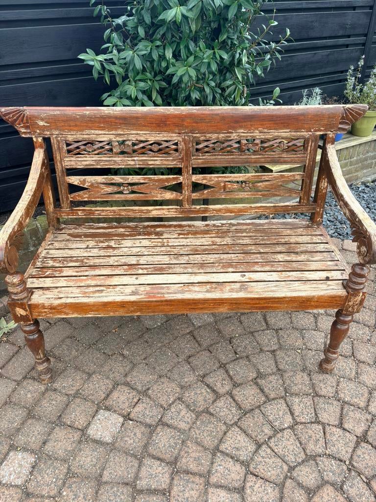 Teakhout tuinbank, Ophalen, Gebruikt, Hout