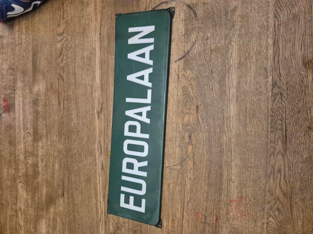 Vintage geëmailleerd straatnaambord Europalaan, Ophalen of Verzenden