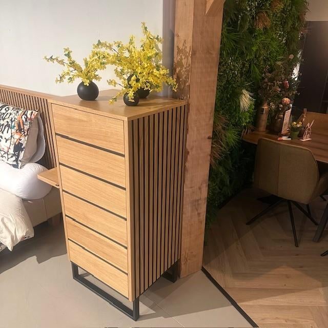 Marriot Ladekast - H130xB60xD50cm, Ophalen, 5 laden of meer, 100 tot 150 cm, Eikenhout