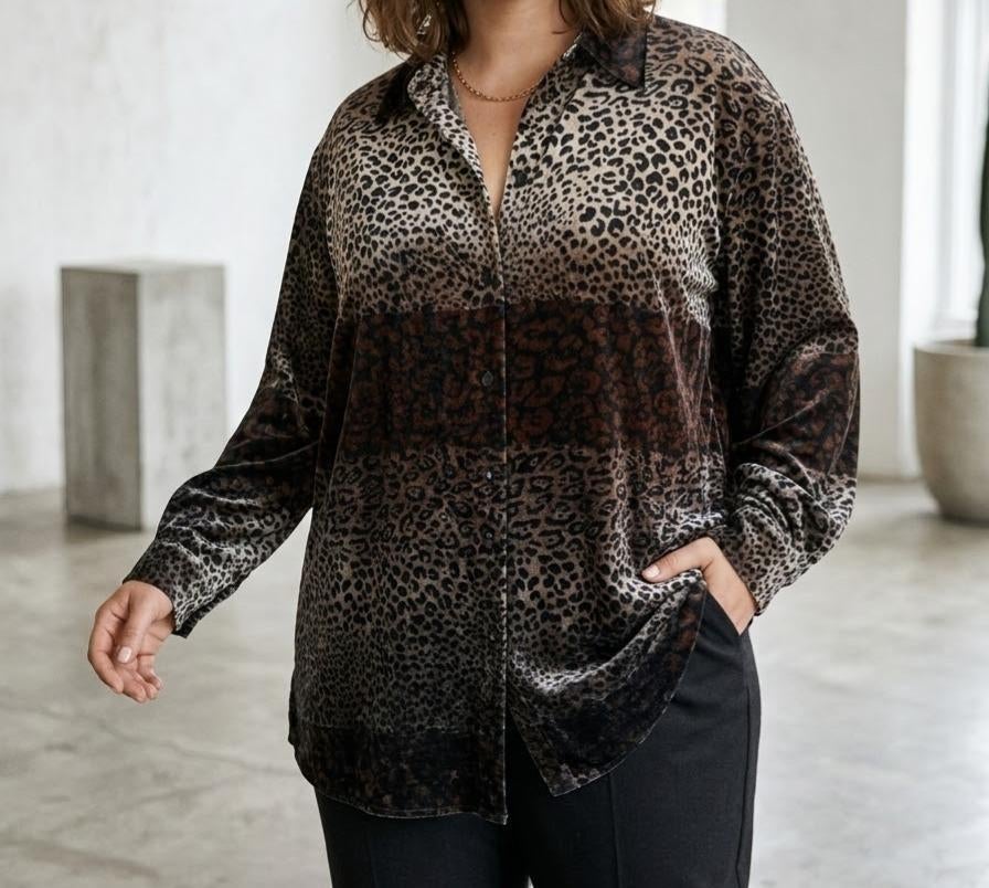 luipaard blouse, Kleding | Dames, Blouses en Tunieken, Zo goed als nieuw, Maat 46/48 (XL) of groter, Verzenden